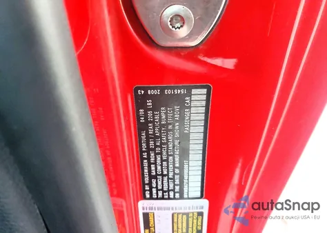 2008 Volkswagen Eos Turbo from USA, damaged, VIN WVWBA71F48V050917